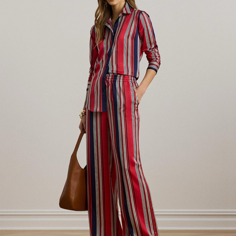 Ralph Lauren Red and Blue Wide Leg Jumpsuit